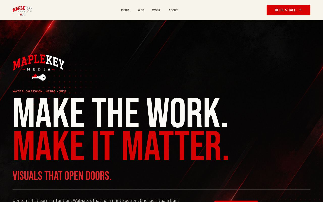 MapleKey Media home page on desktop